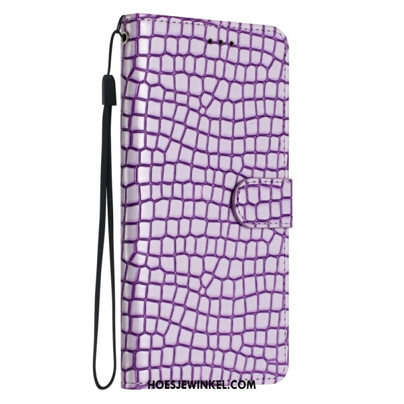 Flip Case voor iPhone 15 Plus Krokodilstijl Met Riem