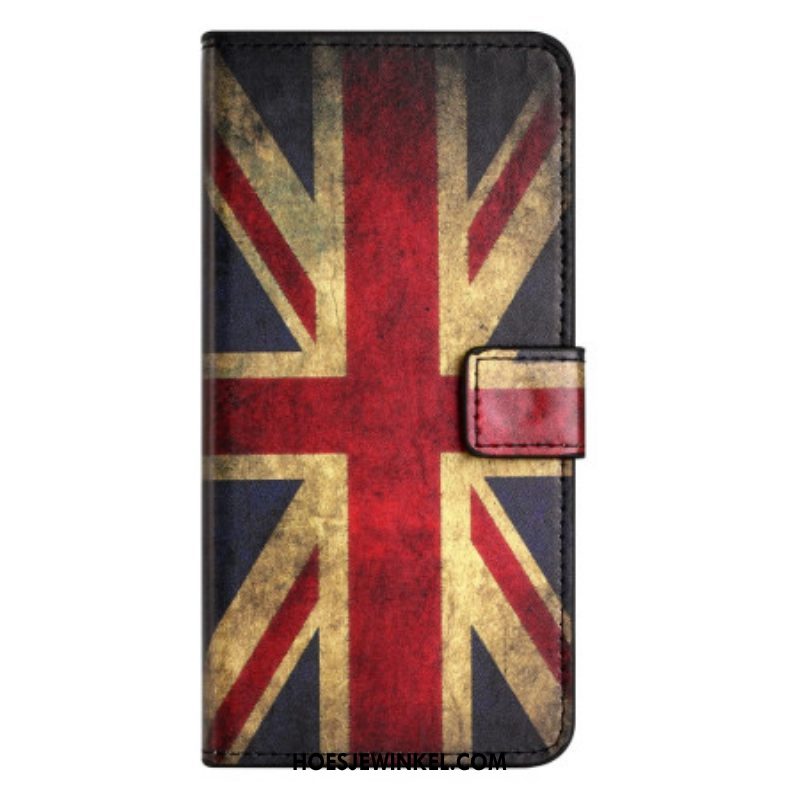 Flip Case voor iPhone 15 Vintage Engelse Vlag