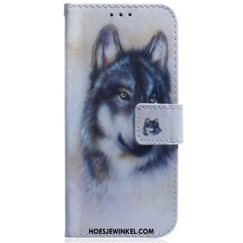 Flip Case voor iPhone 15 Wolvenaquarel