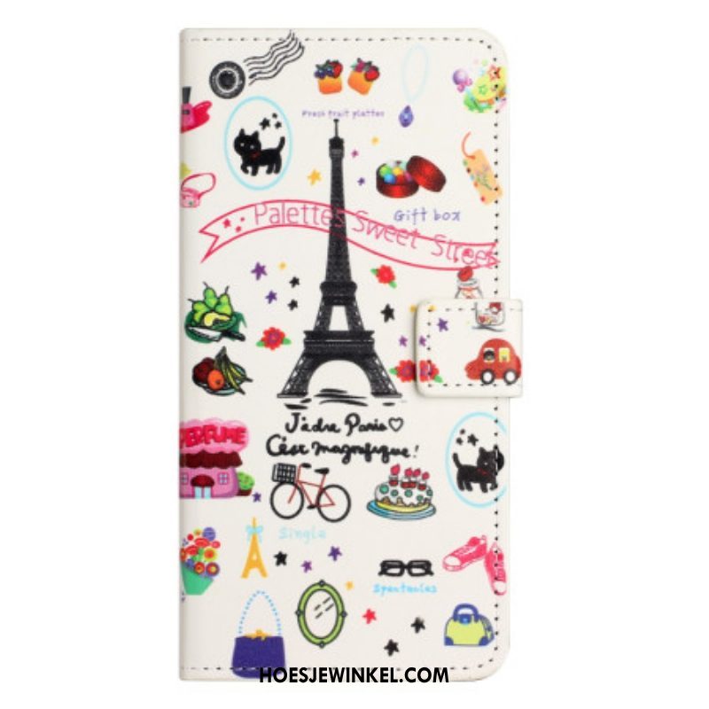 Flip Case voor iPhone 15 Zoet Parijs