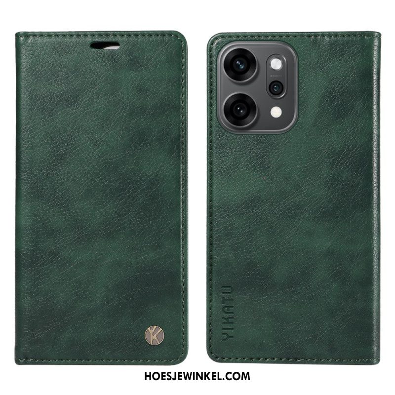 Folio-hoesje Oppo Reno 14 Pro 5g Yikatu Gewaxt Imitatieleer Bescherming Hoesje