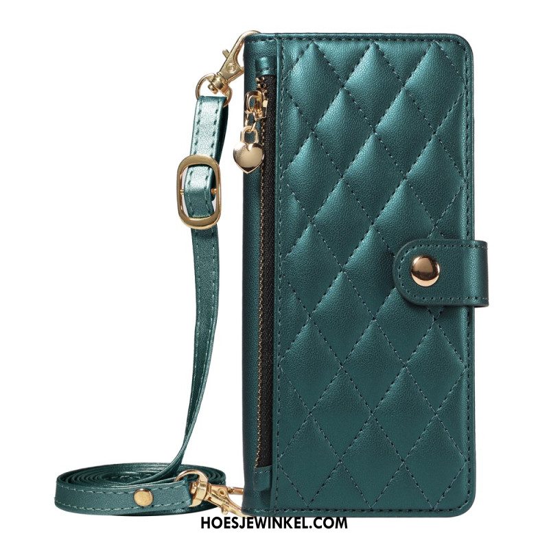 Folio-hoesje Samsung Galaxy A17 4g / 5g Gewatteerd Met Riem En Schouderband Bandje