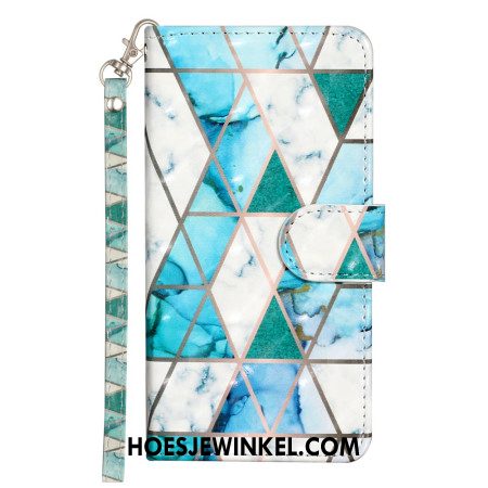 Folio-hoesje Samsung Galaxy S25 Fe Telefoonhoesje Blauw Marmer Met Koord