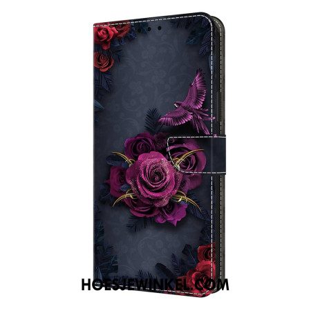 Folio-hoesje Samsung Galaxy S26 Plus Telefoonhoesje Lichtgevende Paarse Bloemen