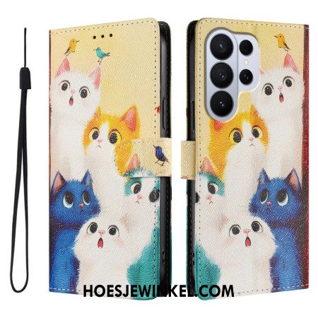Folio-hoesje Samsung Galaxy S26 Ultra Telefoonhoesje Kleurrijke Katten