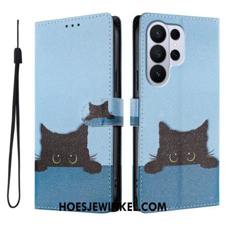 Folio-hoesje Samsung Galaxy S26 Ultra Telefoonhoesje Zwart Kitten