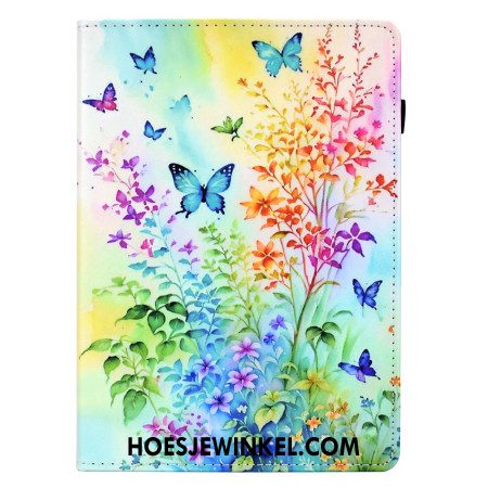 Folio-hoesje Samsung Galaxy Tab S11 Telefoonhoesje Gekleurde Bloemen En Vlinders