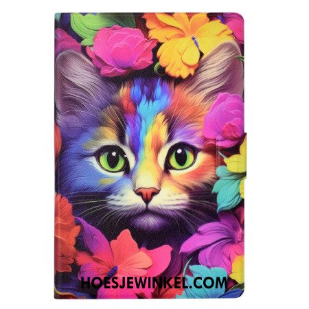 Folio-hoesje Samsung Galaxy Tab S11 Telefoonhoesje Kleurrijke Kat