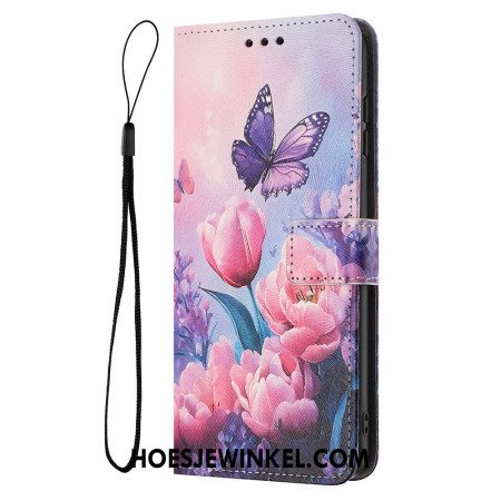 Folio-hoesje Sony Xperia 1 Vii Bloemen- En Vlinderpatroon