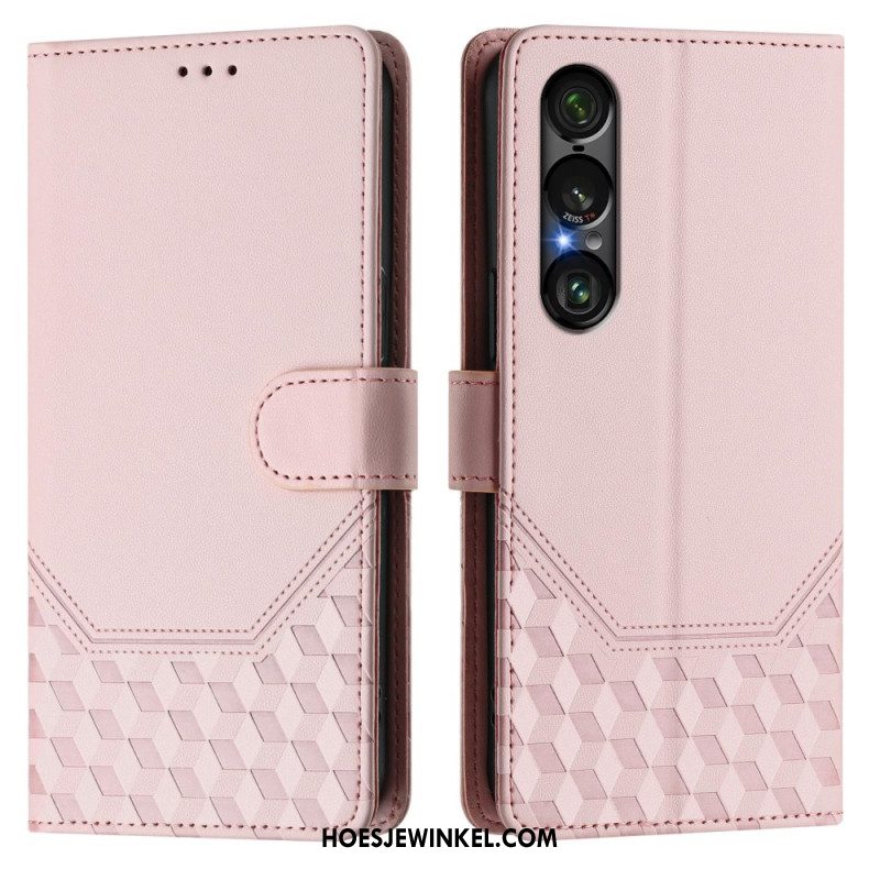Folio-hoesje Sony Xperia 1 Vii Rfid-bescherming Honingraatpatroon