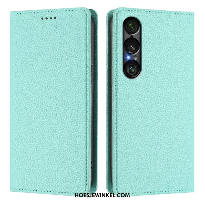 Folio-hoesje Sony Xperia 1 Vii Telefoonhoesje Rfid-bescherming Lychee Leertextuur