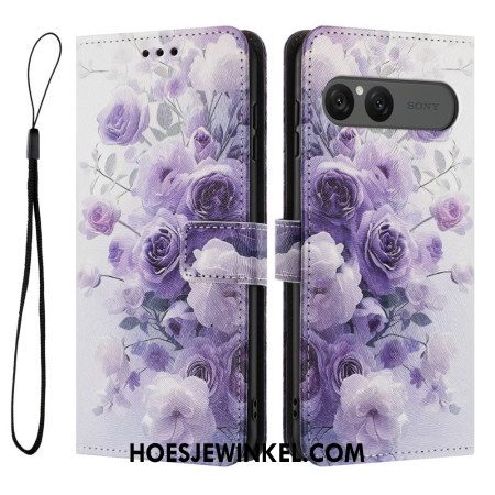 Folio-hoesje Sony Xperia 10 Vii Telefoonhoesje Paarse Rozen
