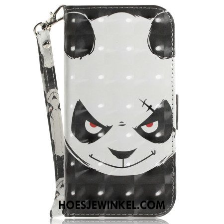 Folio-hoesje Xiaomi 15 Ultra Telefoonhoesje Boze Panda Met Sleutelkoord
