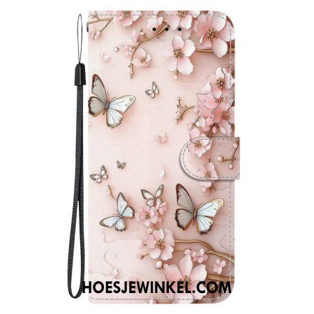 Folio-hoesje Xiaomi 15t Telefoonhoesje Roségouden Vlinders En Bloemen