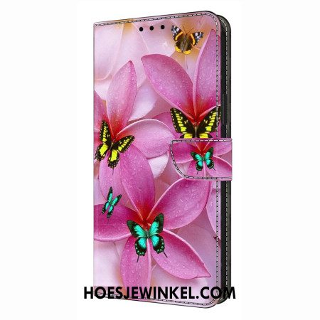 Folio-hoesje Xiaomi Redmi Note 14 4g Telefoonhoesje Roze Vlinders En Bloemen