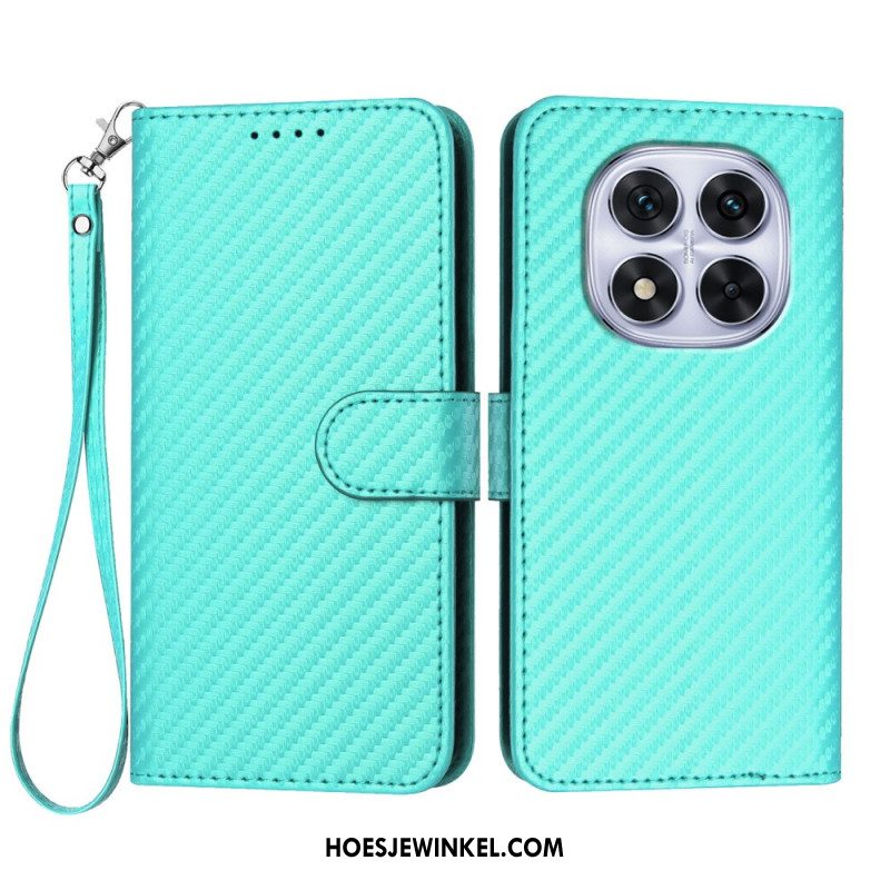 Folio-hoesje Xiaomi Redmi Note 14 Pro 4g Telefoonhoesje Carbonvezeltextuur Met Bandje