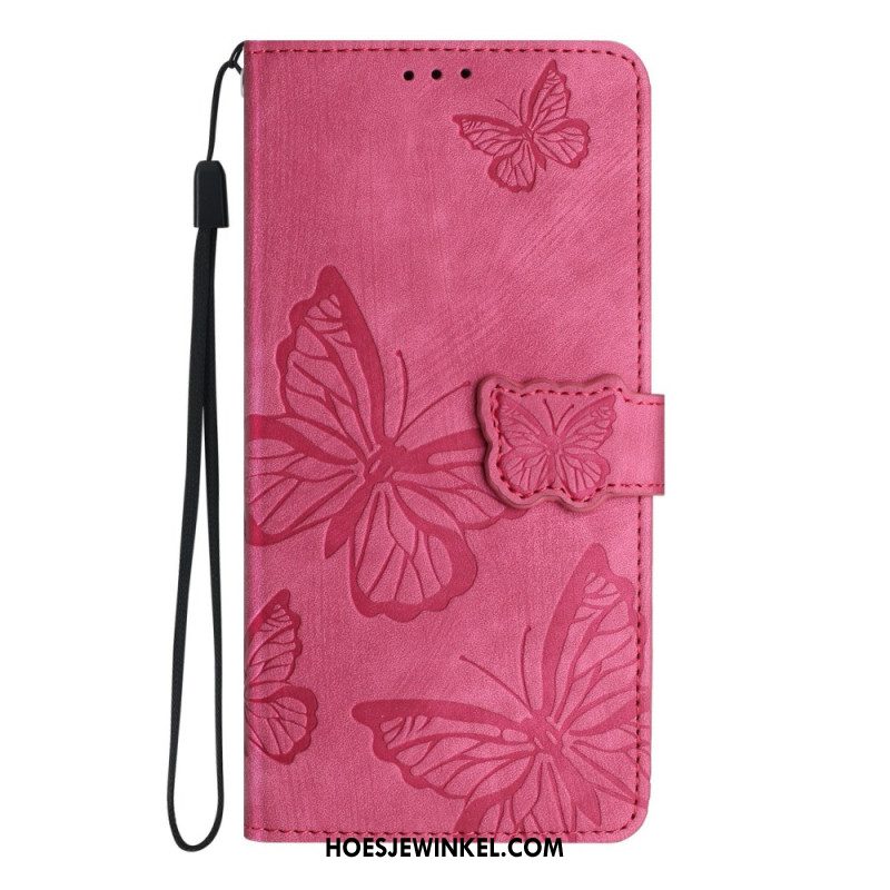 Folio-hoesje Xiaomi Redmi Note 14 Pro 4g Telefoonhoesje Suède-effect Vlinders