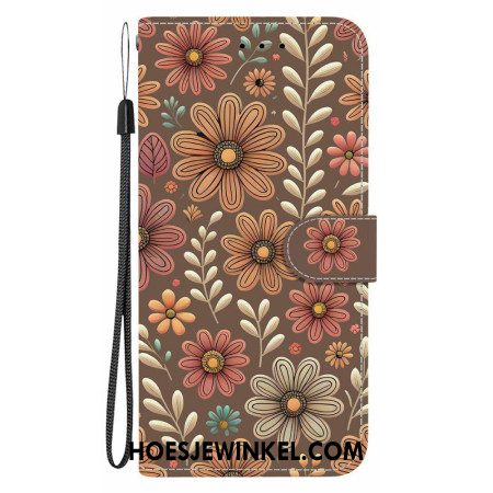 Folio-hoesje Xiaomi Redmi Note 15 5g Telefoonhoesje Bruine Bloemen