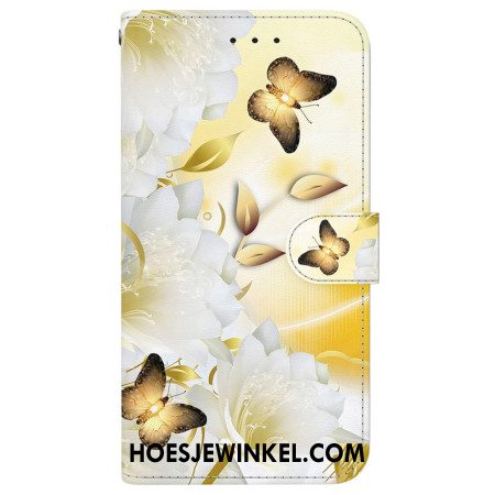 Folio-hoesje Xiaomi Redmi Note 15 Pro 5g Gouden Vlinders En Witte Bloemen