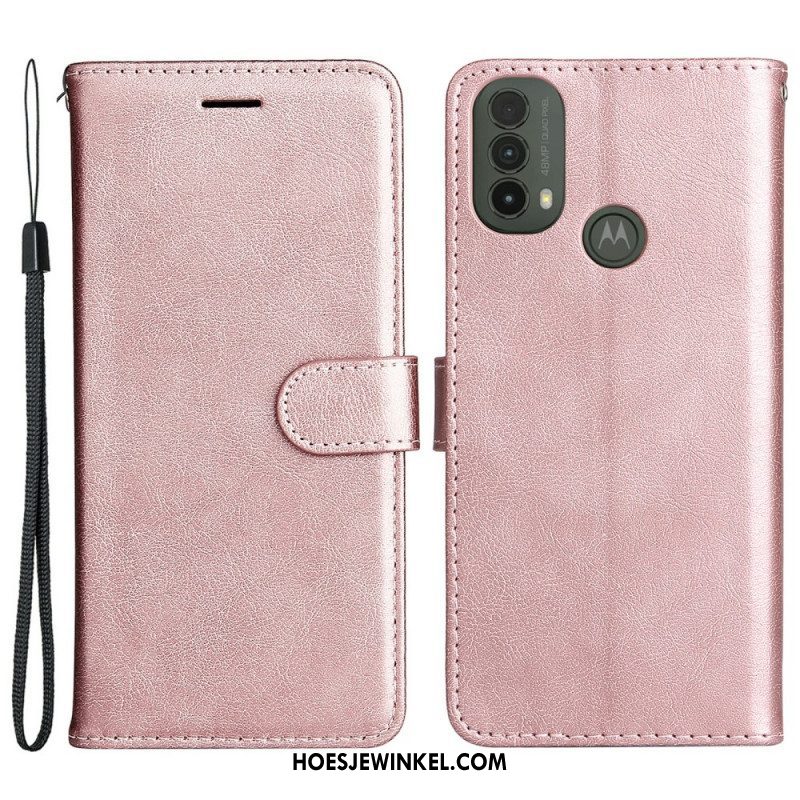 Folio-hoesje voor Moto E40 / E30 / E20 Met Ketting Strappy Leereffect