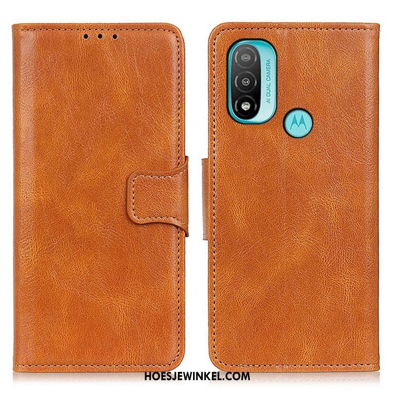 Folio-hoesje voor Moto E40 / E30 / E20 Omkeerbare Sluiting Met Leereffect