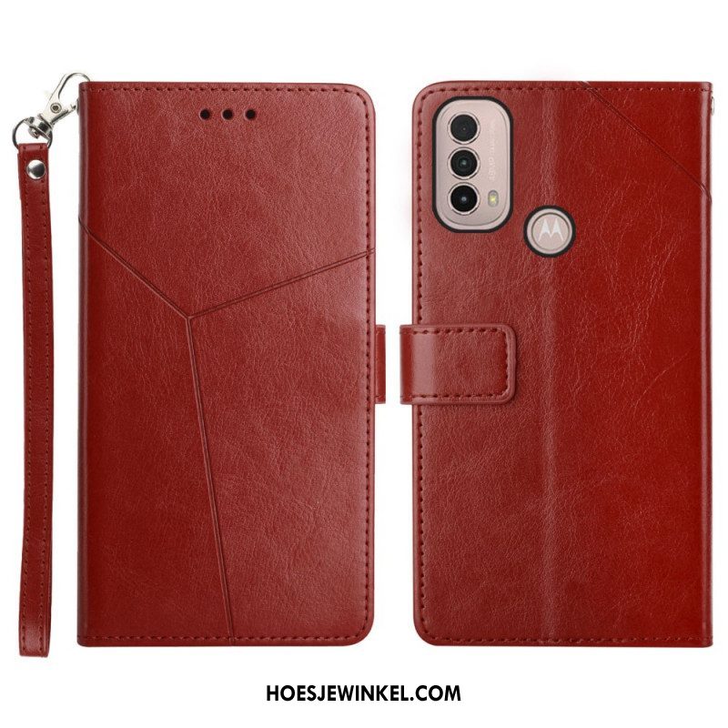 Folio-hoesje voor Moto E40 / E30 / E20 Stijl Leer Geo Y Design