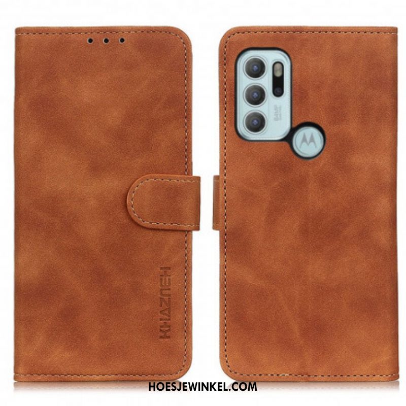 Folio-hoesje voor Moto G60S Khazneh Vintage Leereffect