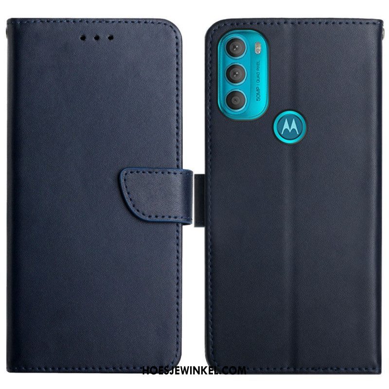 Folio-hoesje voor Moto G71 5G Echt Nappaleer