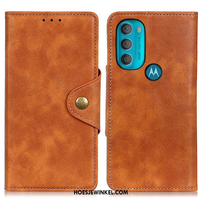 Folio-hoesje voor Moto G71 5G Vintage Kunstleer En Knop