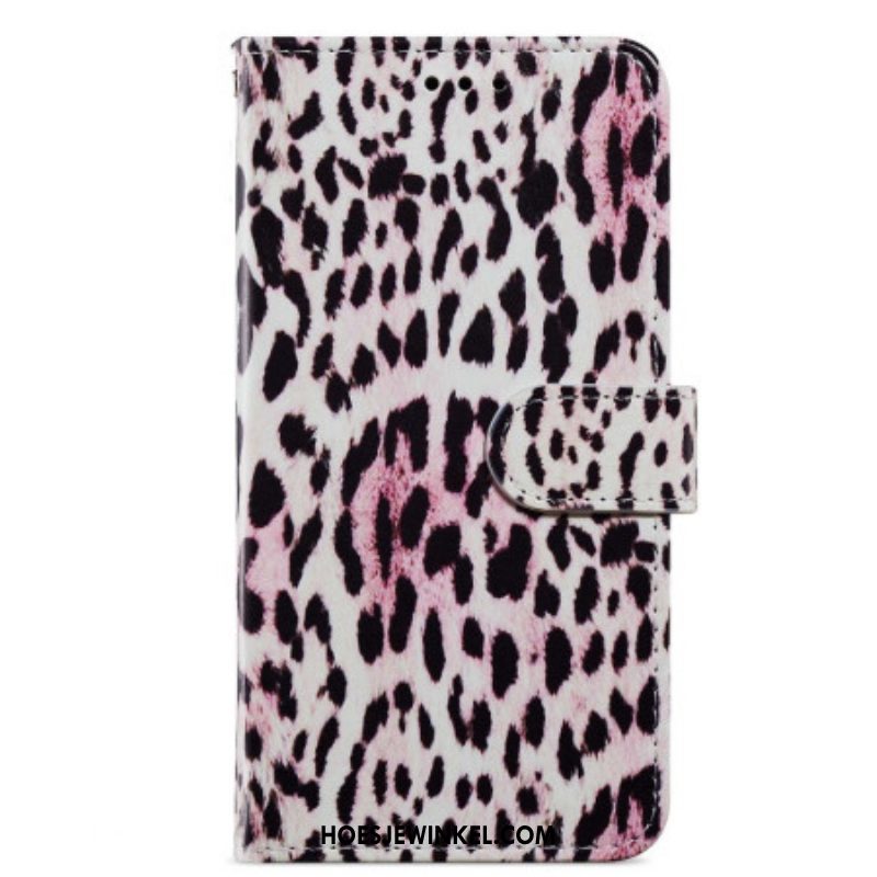 Folio-hoesje voor Moto G73 5G Met Ketting Strappy Leopard-stijl