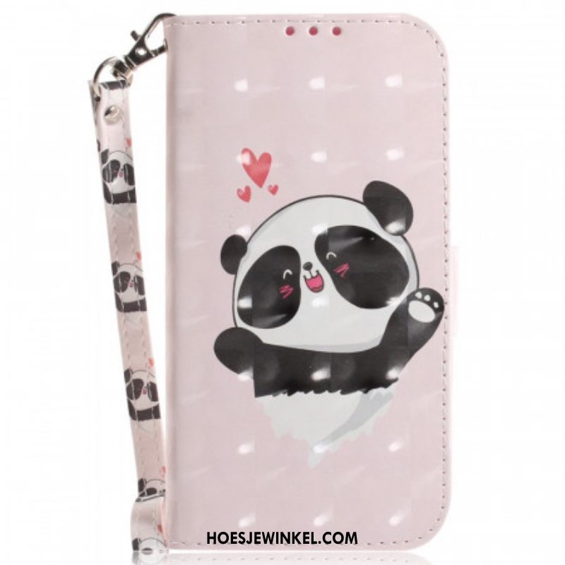 Folio-hoesje voor OnePlus 10 Pro 5G Met Ketting Kleine Panda Met Riem