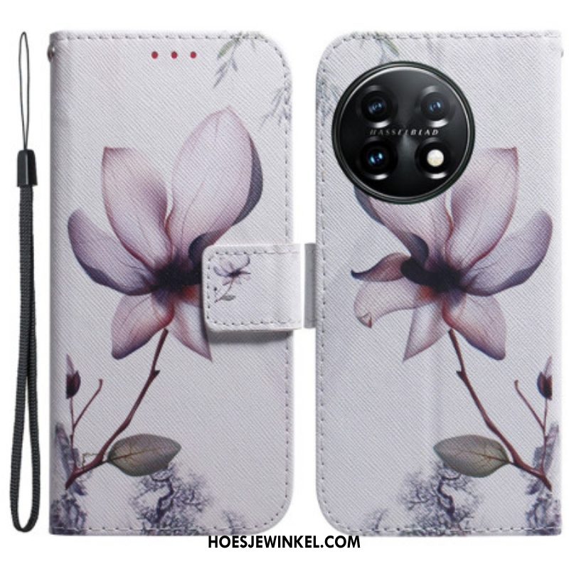 Folio-hoesje voor OnePlus 11 5G Bloem Stoffig Roze