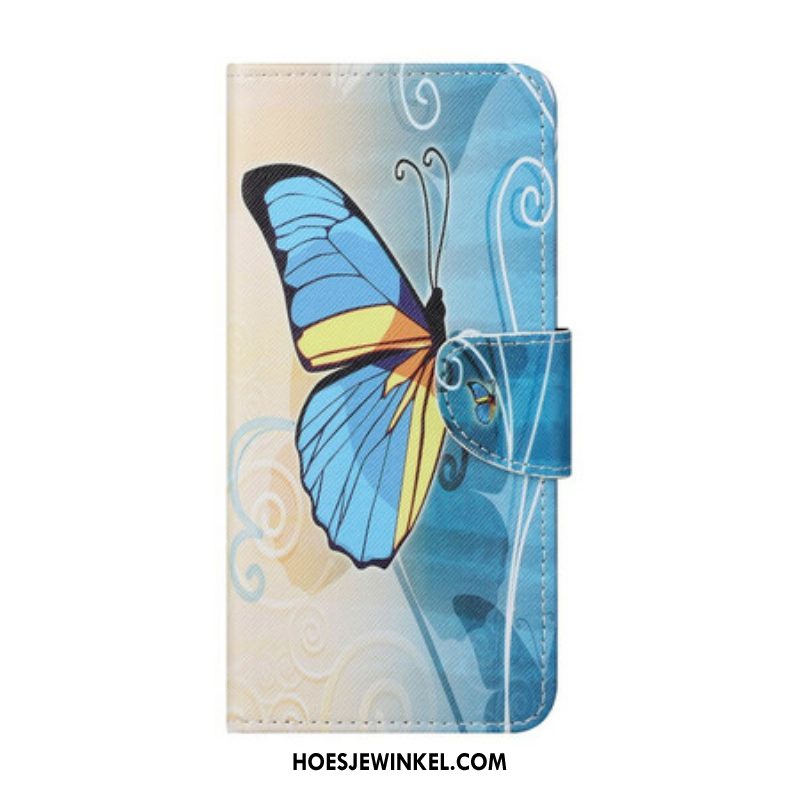 Folio-hoesje voor OnePlus Nord 2 5G Blauwe En Gele Vlinder