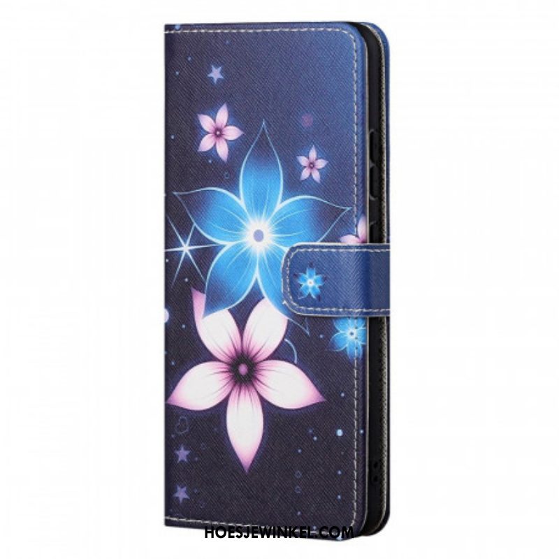 Folio-hoesje voor OnePlus Nord CE 2 5G Blauwe En Roze Bloemen