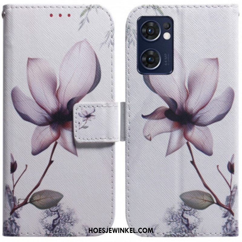 Folio-hoesje voor Oppo Find X5 Lite Bloem Stoffig Roze