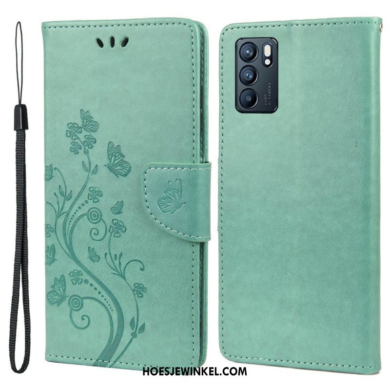 Folio-hoesje voor Oppo Reno 6 5G Vlinders En Bloemen