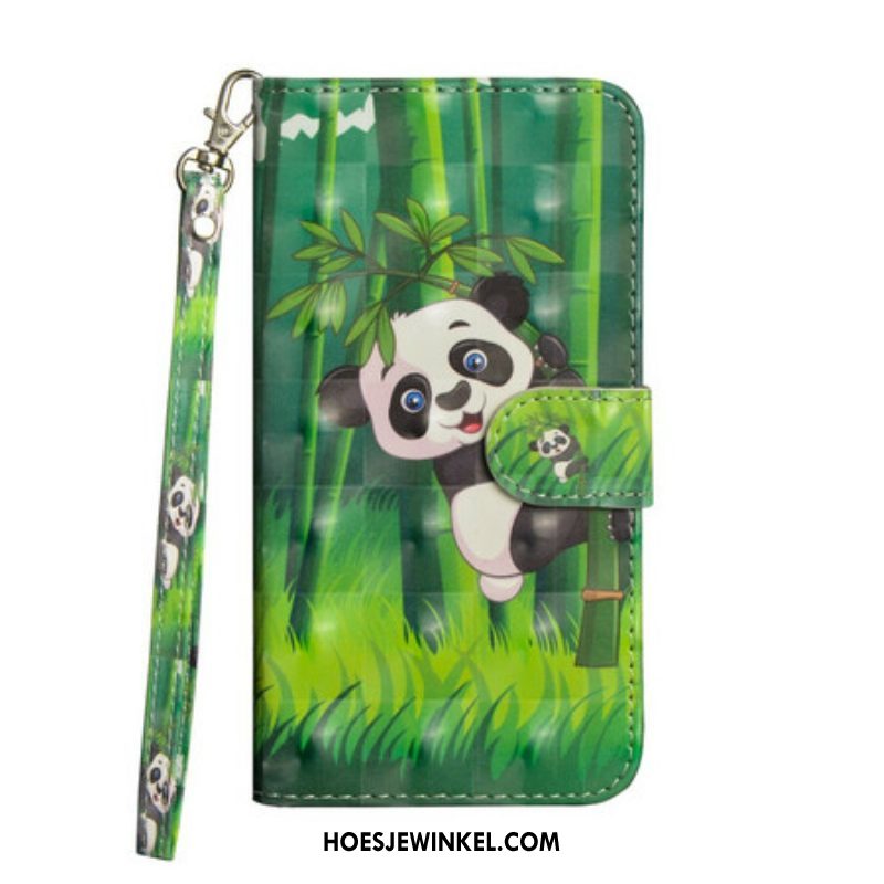 Folio-hoesje voor Samsung Galaxy A42 5G Panda En Bamboe