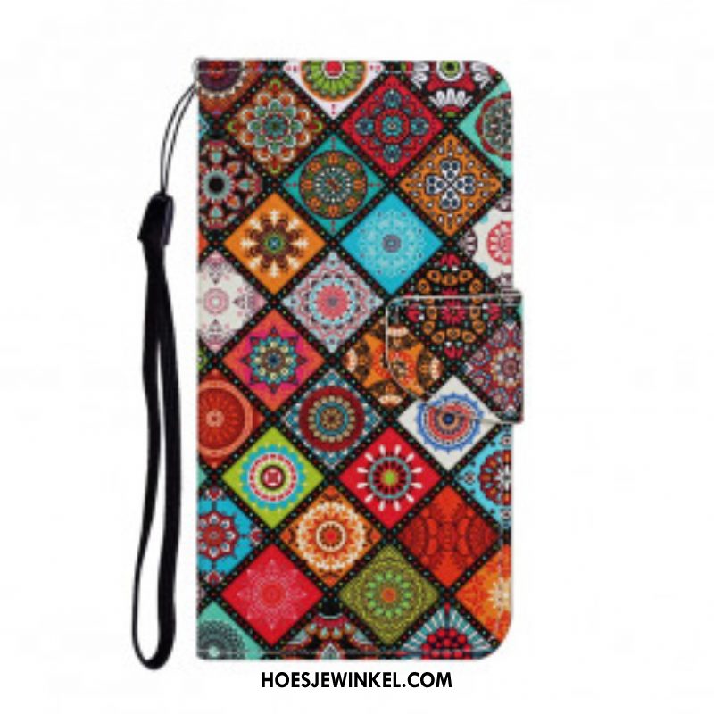 Folio-hoesje voor Samsung Galaxy A52 4G / A52 5G / A52s 5G Lappendeken Mandala's Met Lanyard