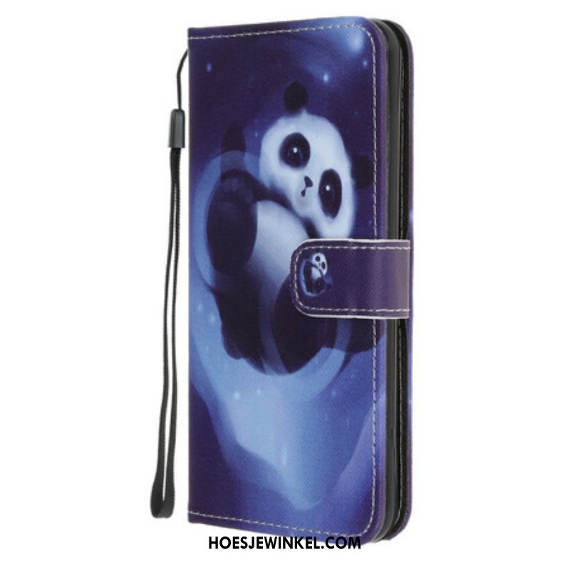 Folio-hoesje voor Samsung Galaxy A52 4G / A52 5G / A52s 5G Met Ketting Panda Space Met Sleutelkoord