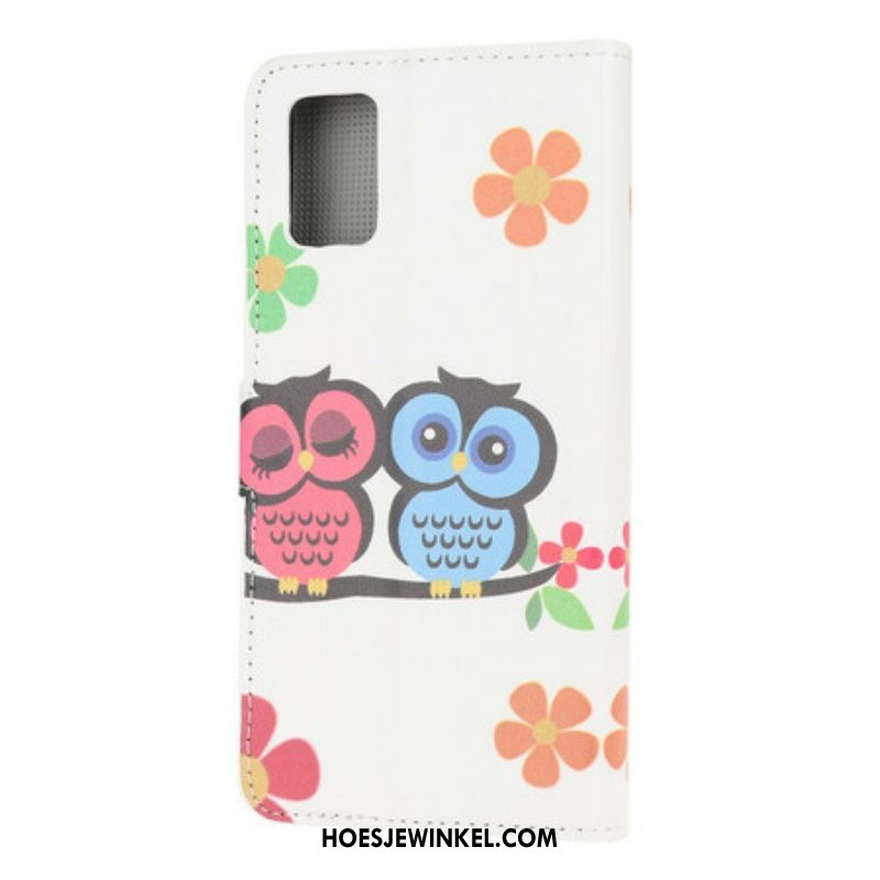 Folio-hoesje voor Samsung Galaxy A52 4G / A52 5G / A52s 5G Paar Uilen