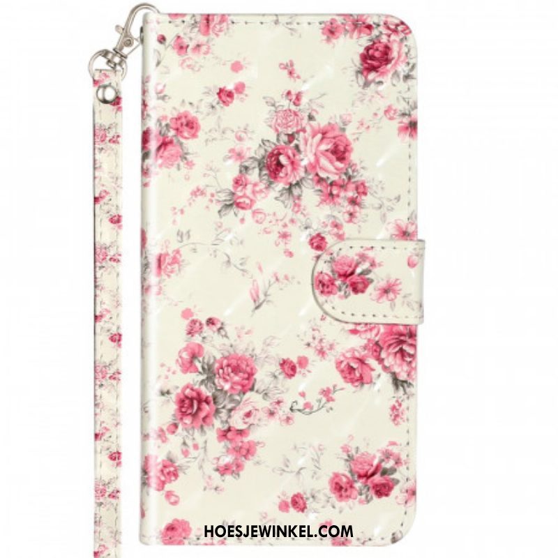 Folio-hoesje voor Samsung Galaxy A53 5G Met Ketting Riem Liberty Bloemen