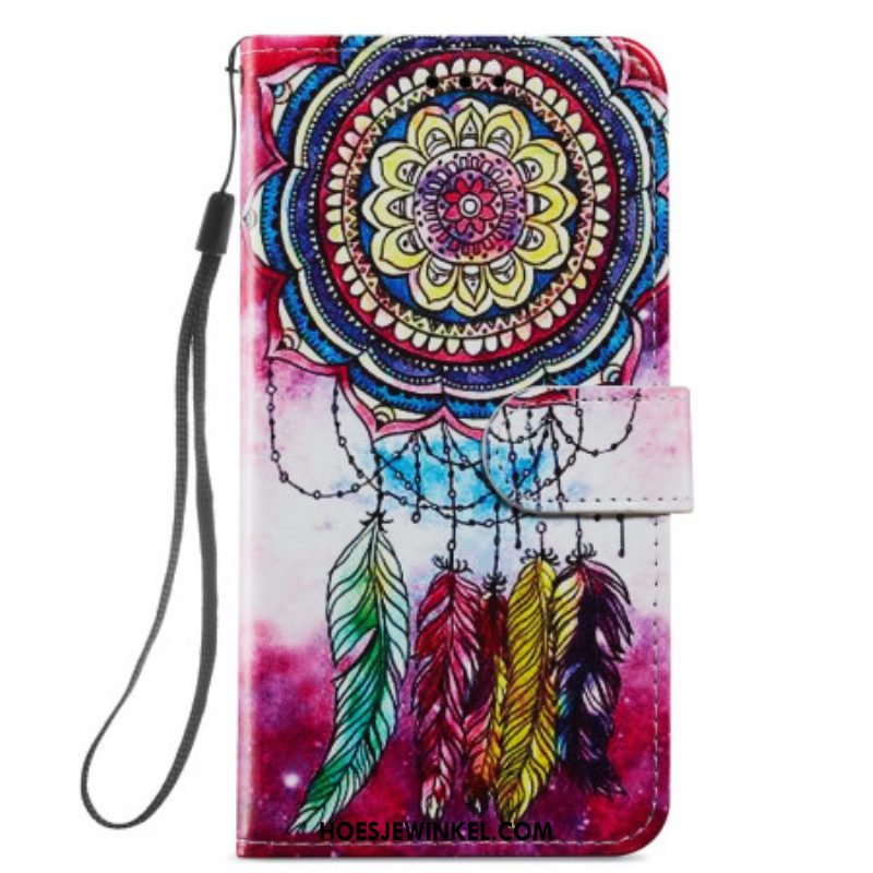 Folio-hoesje voor Samsung Galaxy A54 5G Met Ketting Aquarel Dromenvanger Met Riem