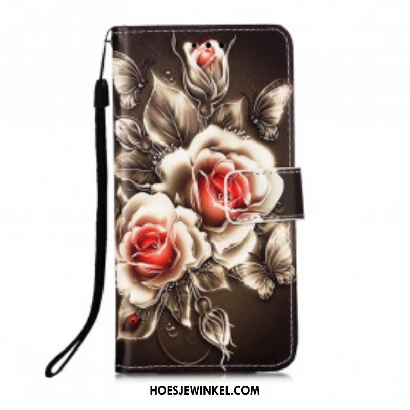 Folio-hoesje voor Samsung Galaxy M12 / A12 Gouden Rozen