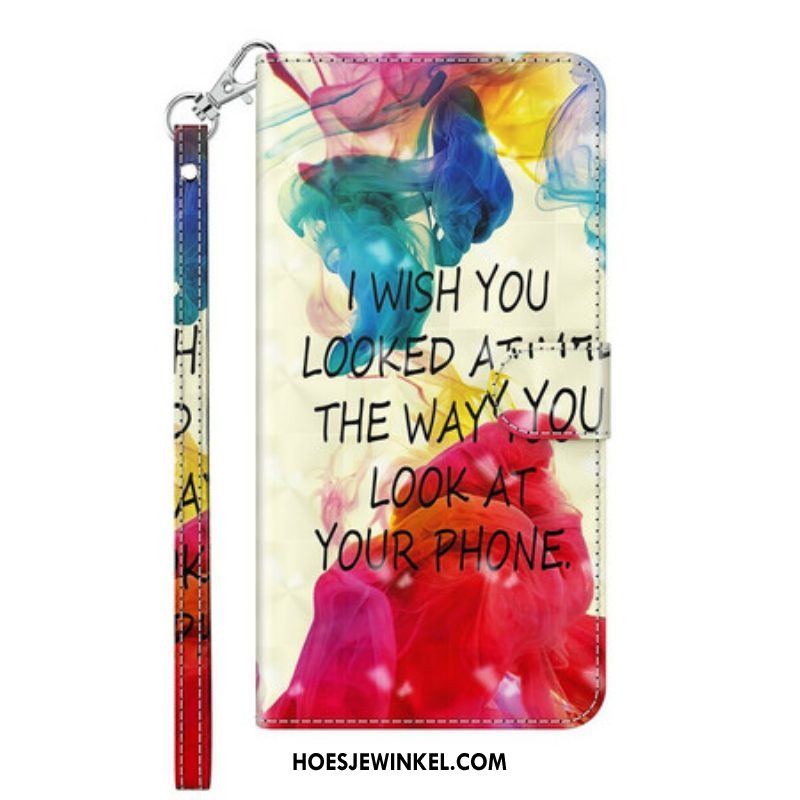 Folio-hoesje voor Samsung Galaxy M12 / A12 Lichtpunt I Wish Met Lanyard