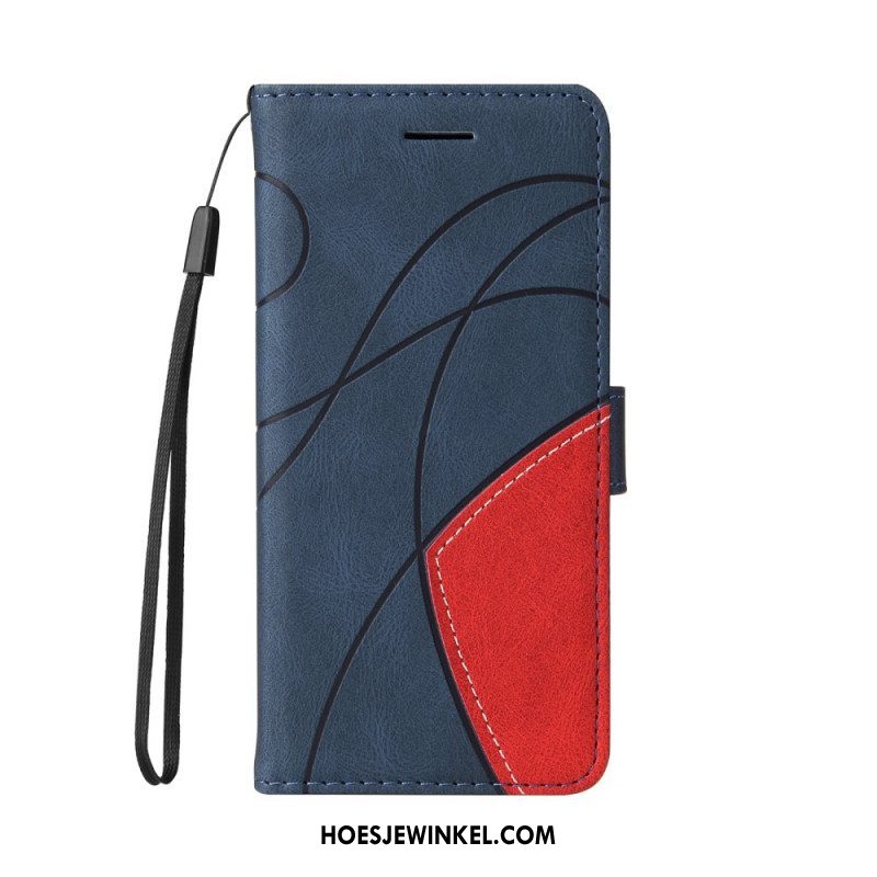 Folio-hoesje voor Samsung Galaxy M12 / A12 Tweekleurig Kenmerkend Kunstleer