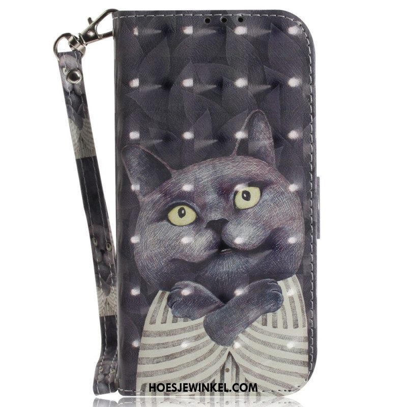 Folio-hoesje voor Samsung Galaxy M13 Kat Met Lanyard