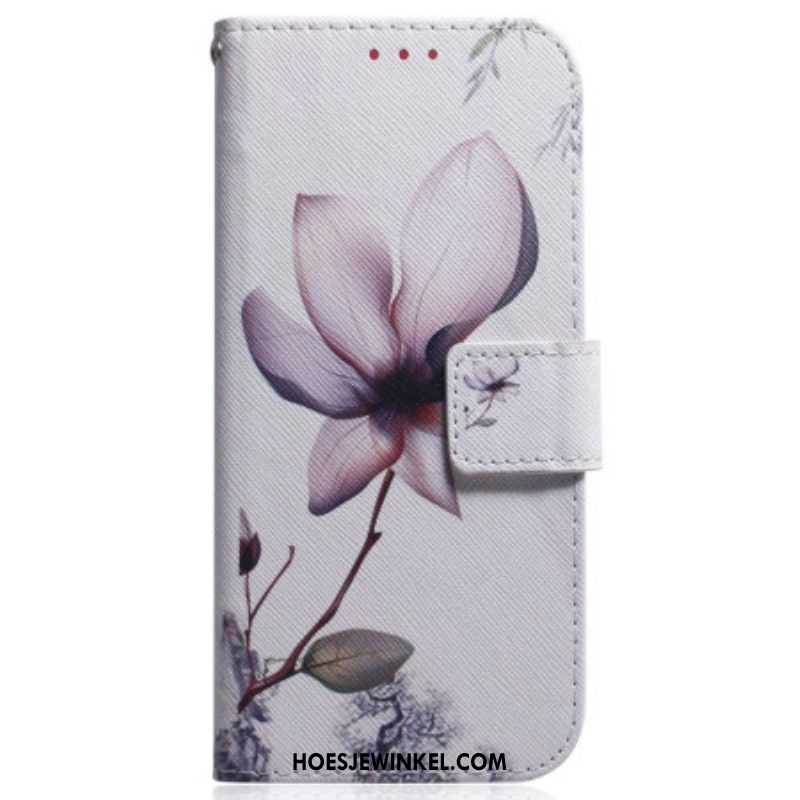 Folio-hoesje voor Samsung Galaxy M13 Met Ketting Vintage Strappy Bloem