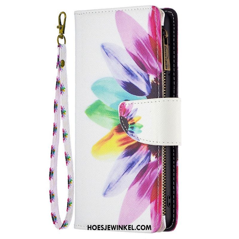 Folio-hoesje voor Samsung Galaxy M23 5G Portemonnee En Lanyard Bloem