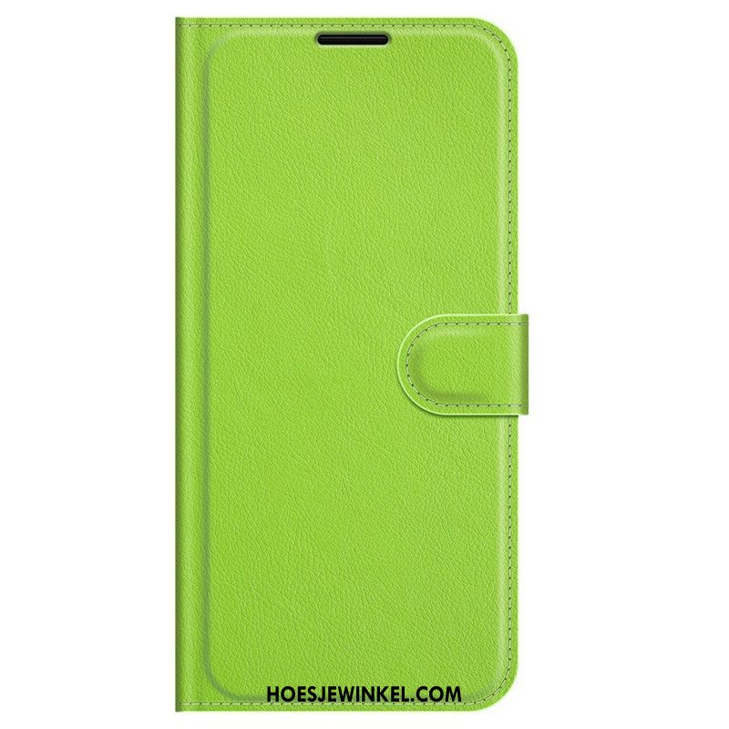 Folio-hoesje voor Samsung Galaxy M32 Klassiek Litchi-leereffect