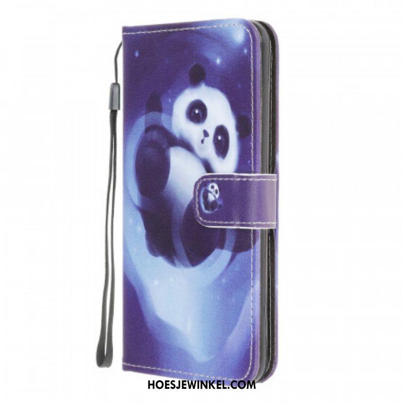 Folio-hoesje voor Samsung Galaxy M32 Met Ketting Panda Space Met Sleutelkoord